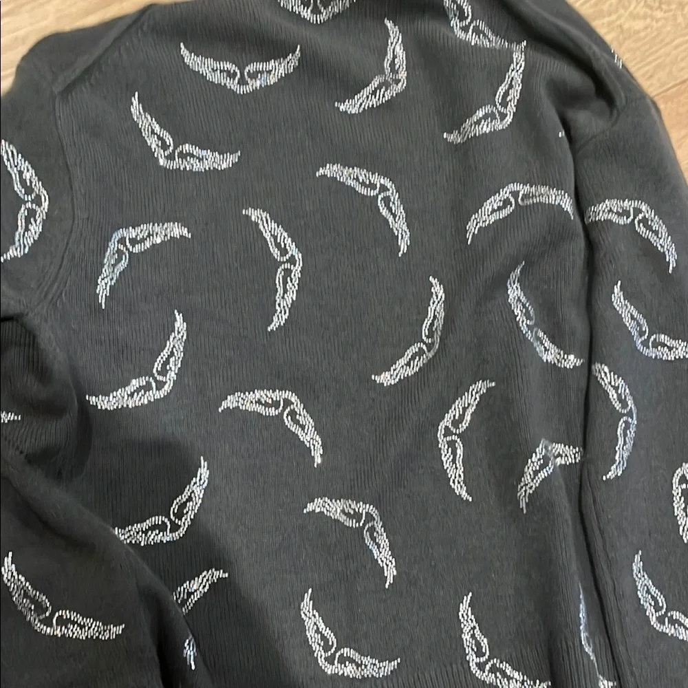 Zadig & Voltaire Gray Cardigan with Crescent Moon Pattern - Picture 9 of 9